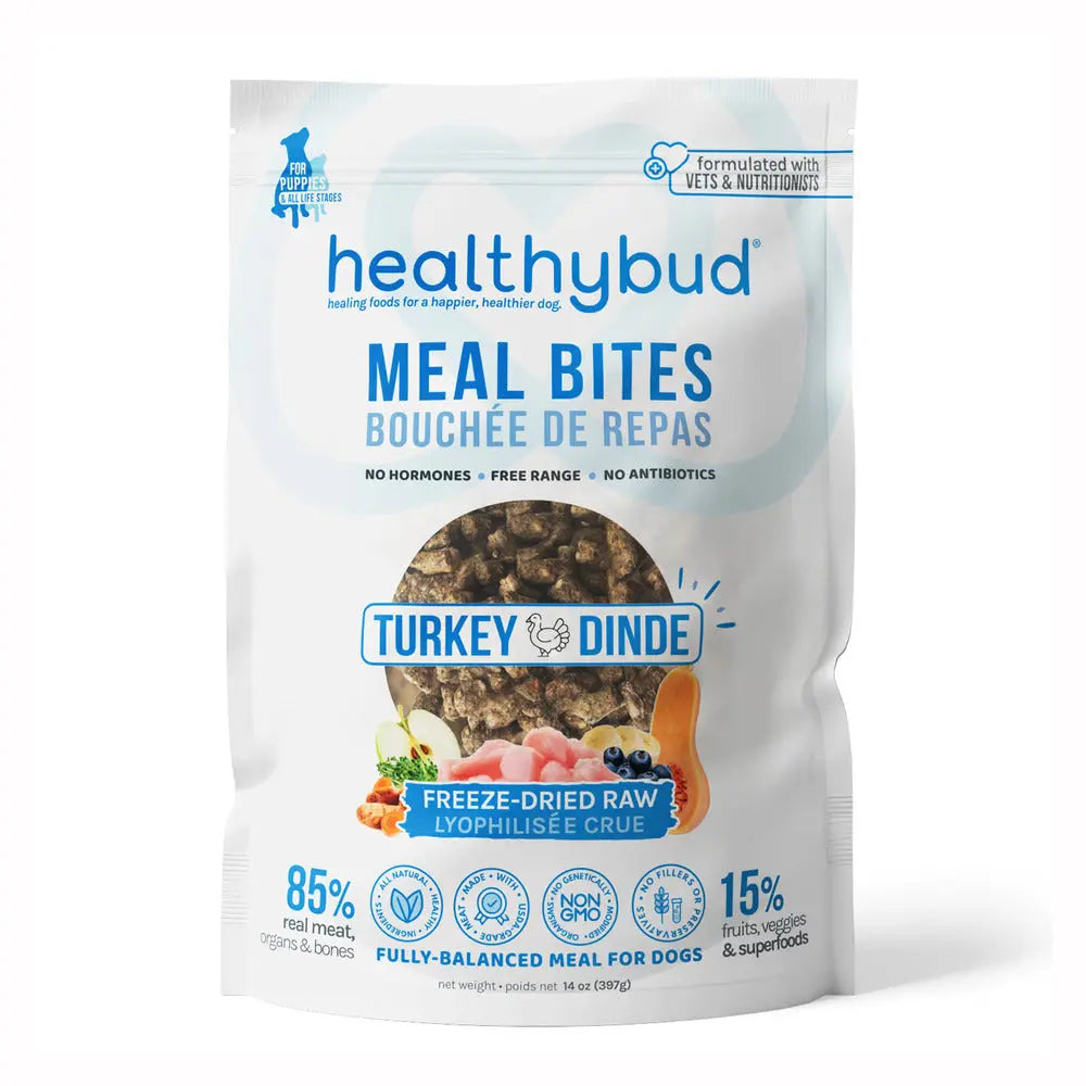 Healthybud 14Oz Freeze-Dried Turkey Meal Bites for Dogs - Nutrient-Rich & Convenient
