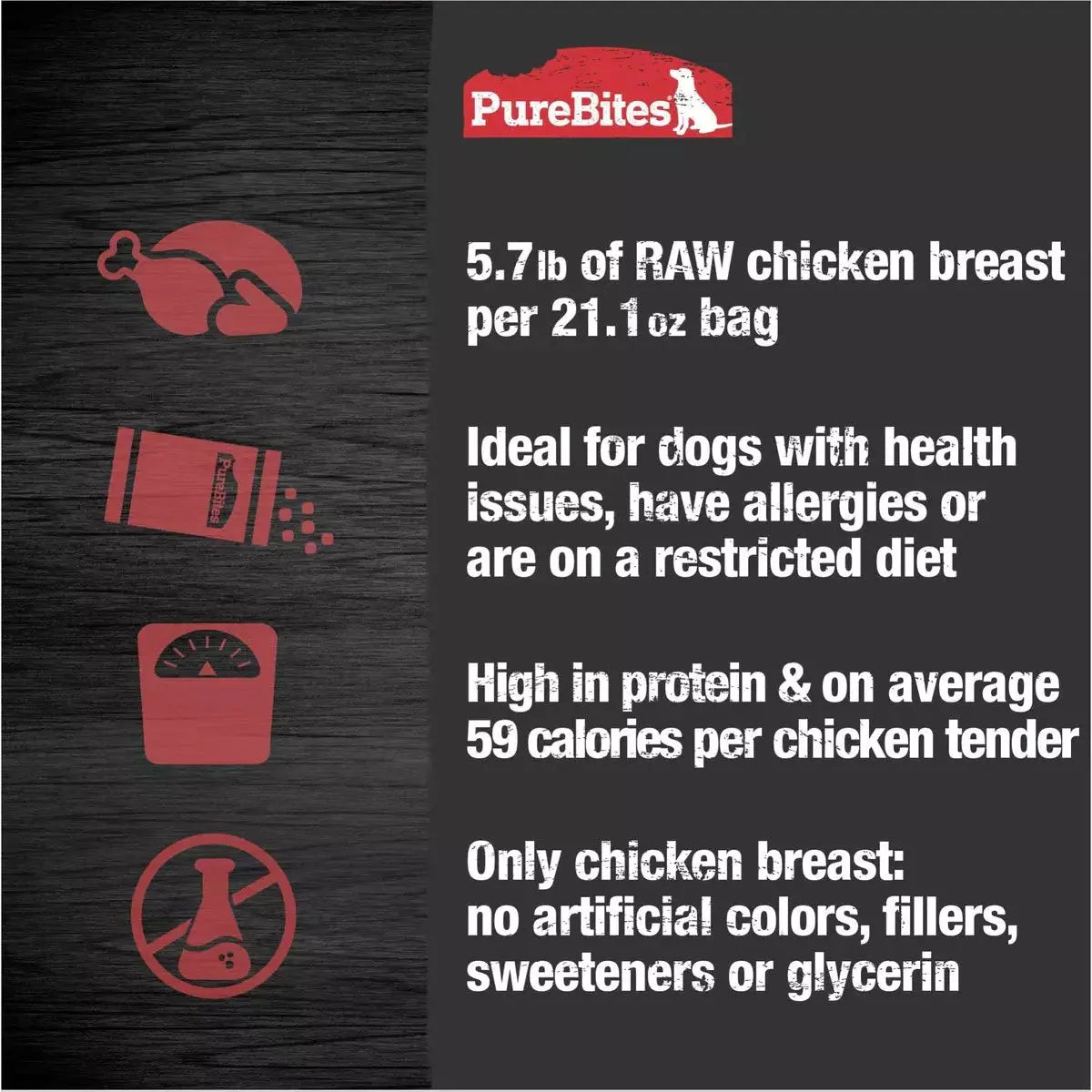 PureBites 21.1 oz Air - Dried Chicken Jerky Dog Treats, 100% Pure Chicken