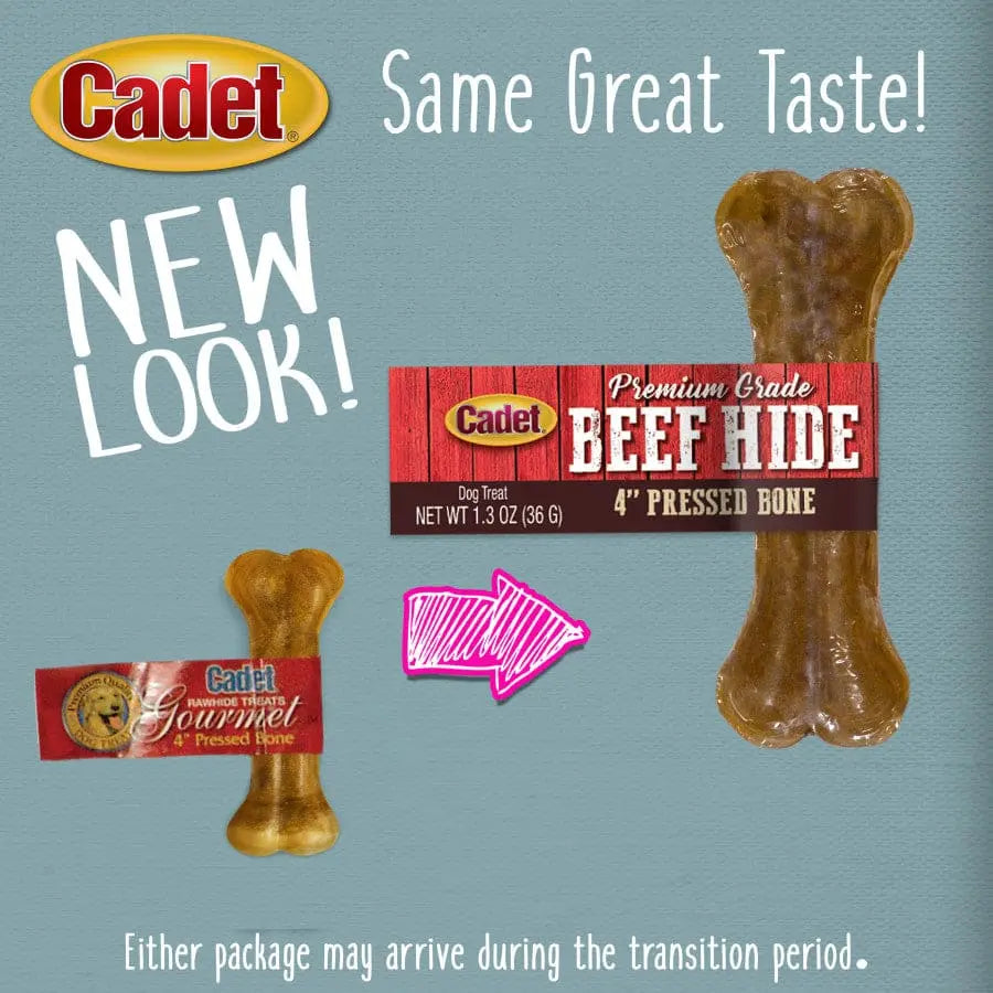 Cadet Premium Quality Pressed Beef Hide Bones - Ideal Dog Chews for Aggressive Chewers