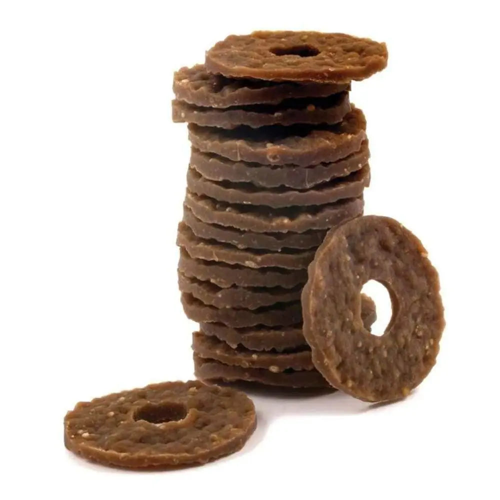 Busy Buddy Dog Treats - Rawhide Rings with Peanut Butter Flavor for Canine Chewing Delight