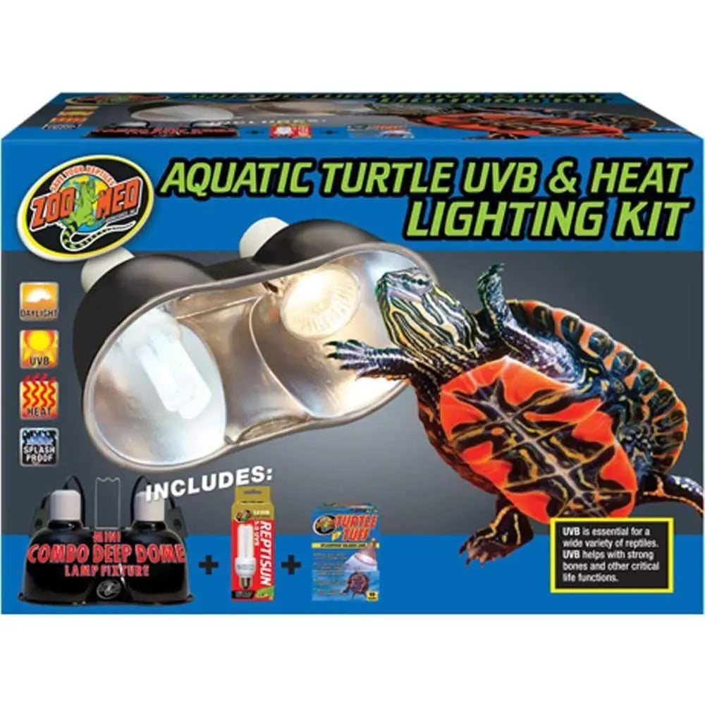 Zoo Med Complete Aquatic Turtle UVB and Heat Lighting Kit for Ideal Tropical Setups