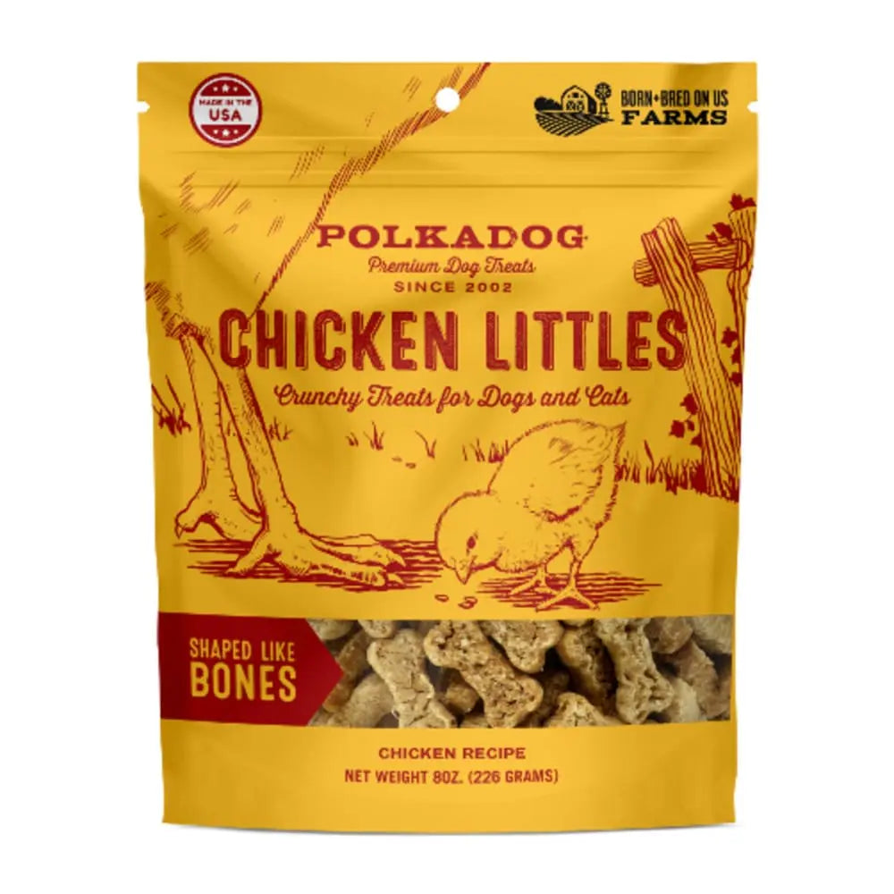 Polka Dog Premium Chicken Littles Bone - Shaped Gourmet Dog Treats in an 8 - Ounce Bag