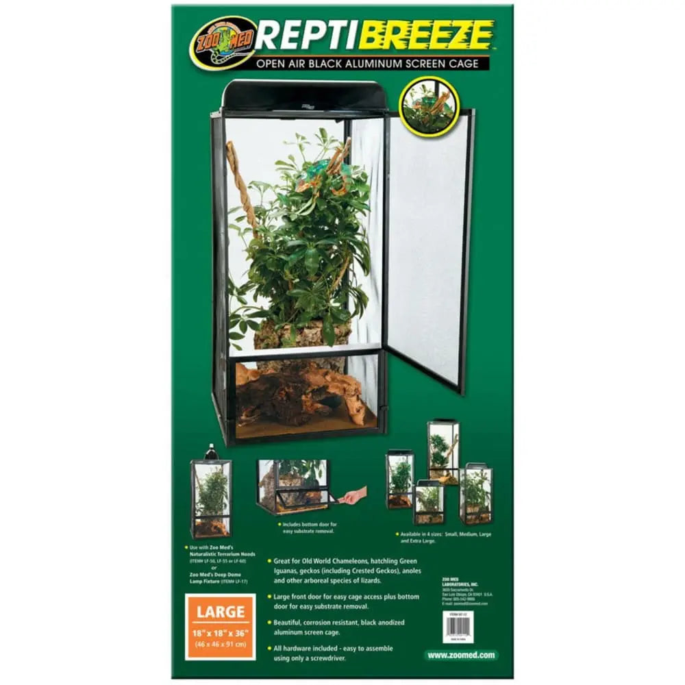 Zoo Med Reptile Open - Air Aluminum Screen Cage in Elegant Black Color