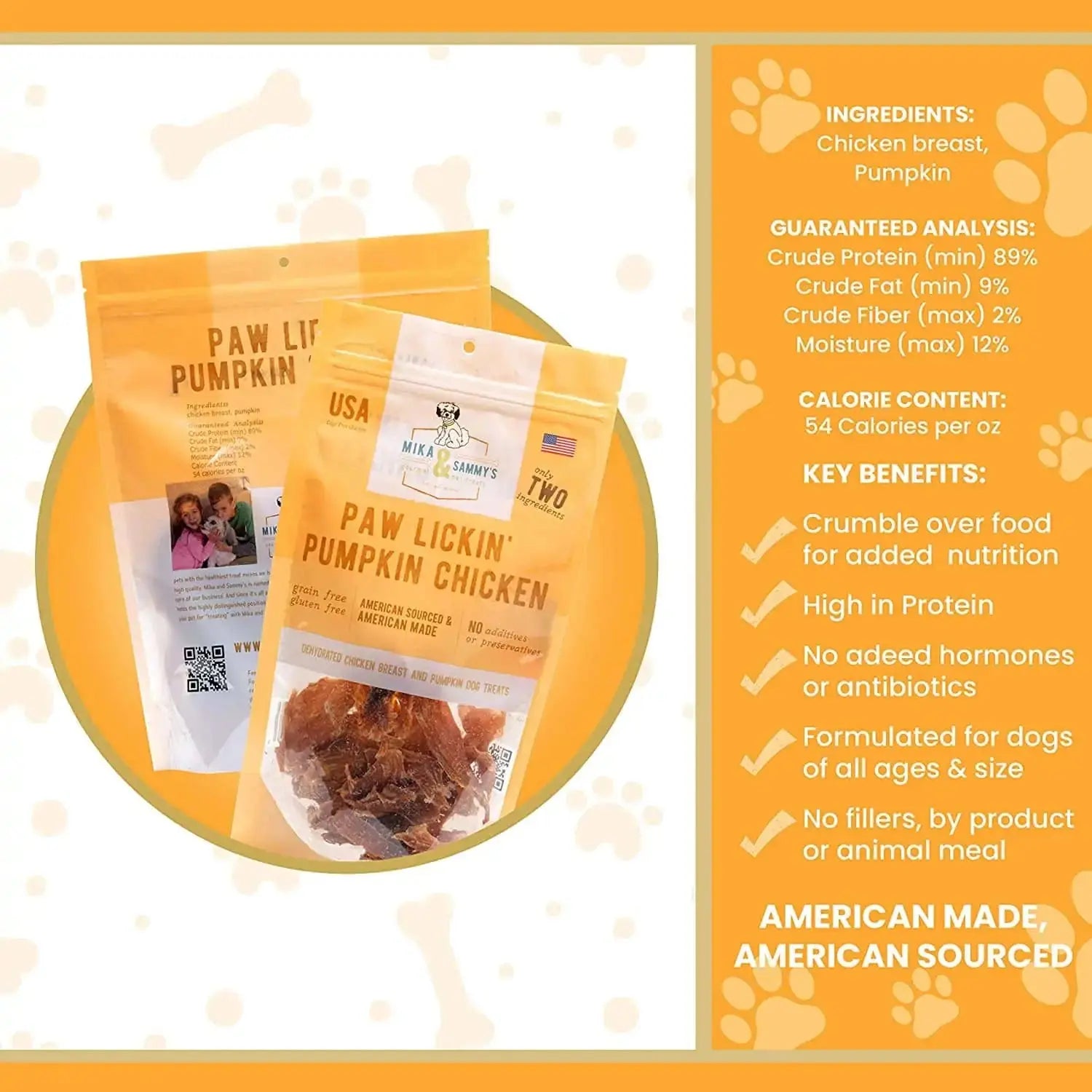 Mika & Sammy’s 5oz Grain - Free Dehydrated Pumpkin Chicken Dog Treats