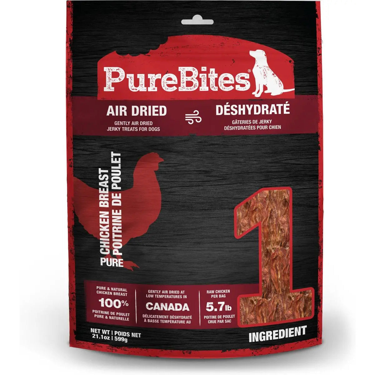PureBites 21.1 oz Air - Dried Chicken Jerky Dog Treats, 100% Pure Chicken