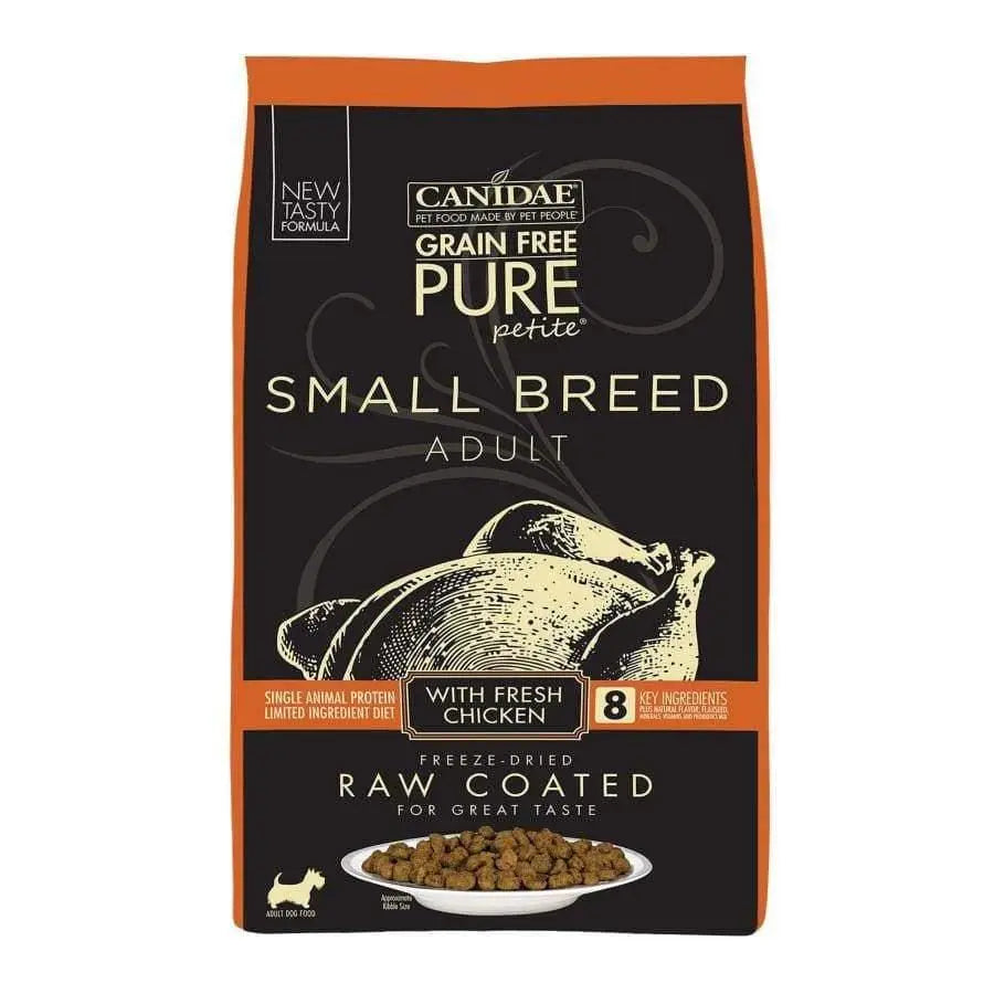 CANIDAE PURE Grain-Free Adult Dry Dog Food for Small Breeds, Raw Coated with Freeze-Dried Chicken