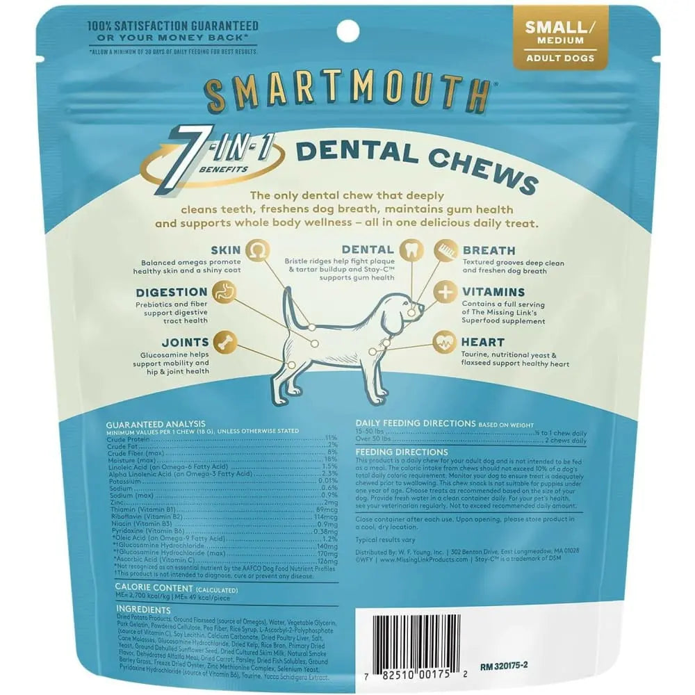 Missing Link SMARTMOUTH All - in - One Dental Chew for Dogs with Comprehensive Health Benefits