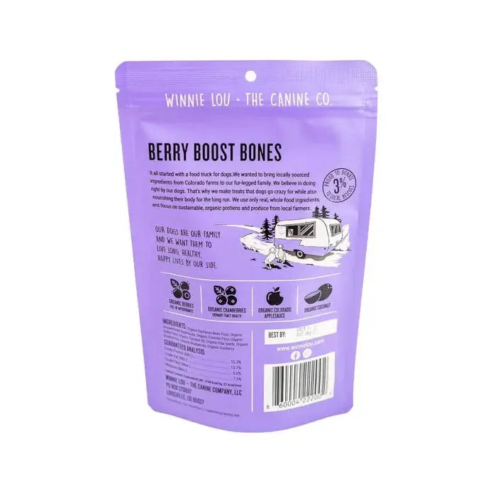 Winnie Lou 4 oz Grain - free Berry - flavored Boost Bones Dog Treats