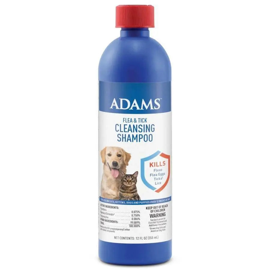Adams 12 oz Flea and Tick Cleansing Shampoo for Cats and Dogs - Effective Pest Control