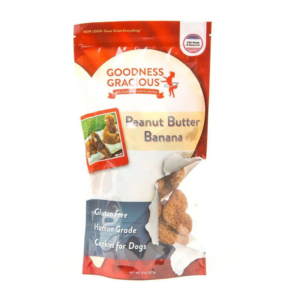 Delicious Goodness Gracious All - Natural Peanut Butter and Banana Flavored Dog Biscuit Cookies, 8 - ounce Package