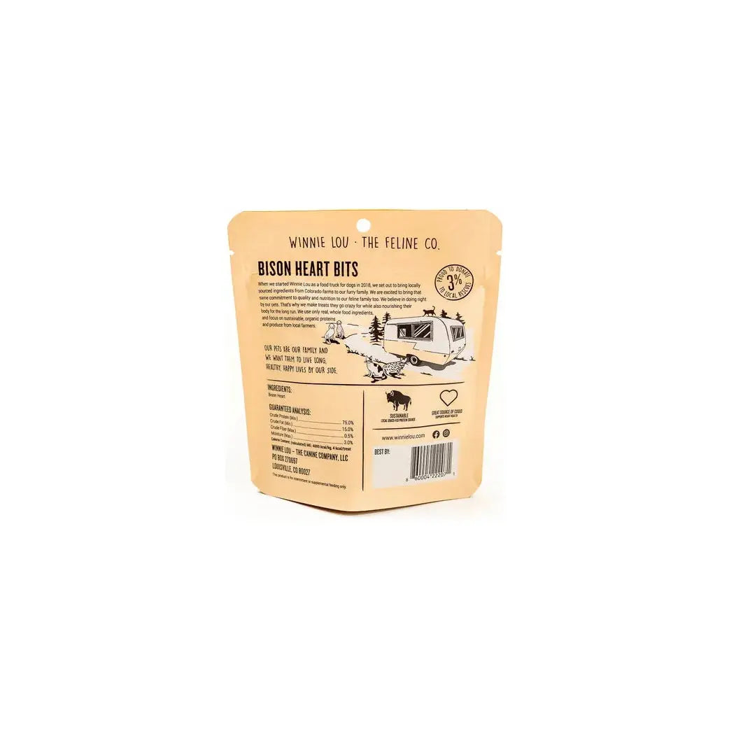 Premium Winnie Lou Single - Ingredient 1 oz Bison Heart Bits Cat Treats for Healthy Felines