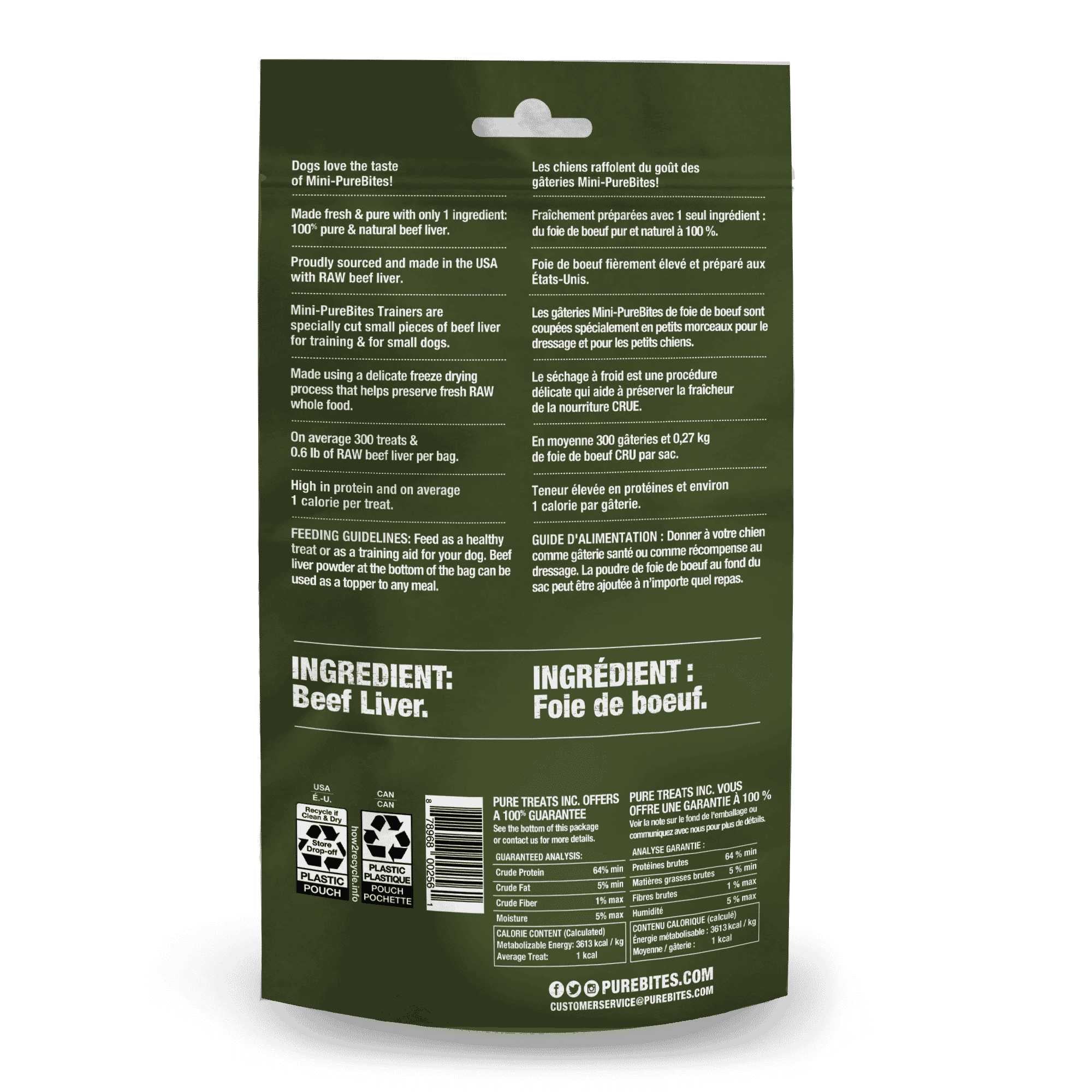 PureBites Premium Mini Dog Training Treats - 100% Pure Beef Liver Freeze - Dried Delights