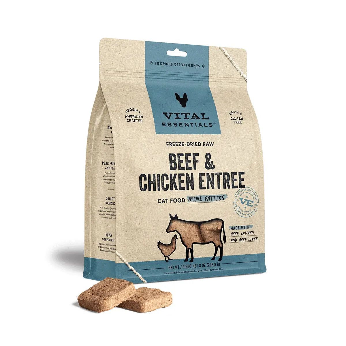 Vital Essentials® Freeze - Dried Raw Mini Patties: Beef & Chicken Cat Food