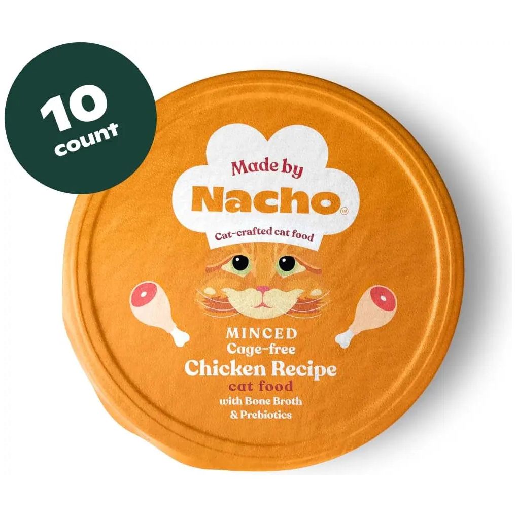 Made by Nacho Premium Cage-Free Minced Chicken Recipe Wet Cat Food with Nutritious Bone Broth, Pack of 10 - 2.5 oz Cans
