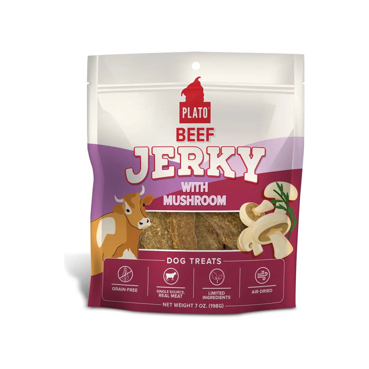 Premium Plato Mushroom-Infused Beef Jerky Dog Treats for Discerning Canines