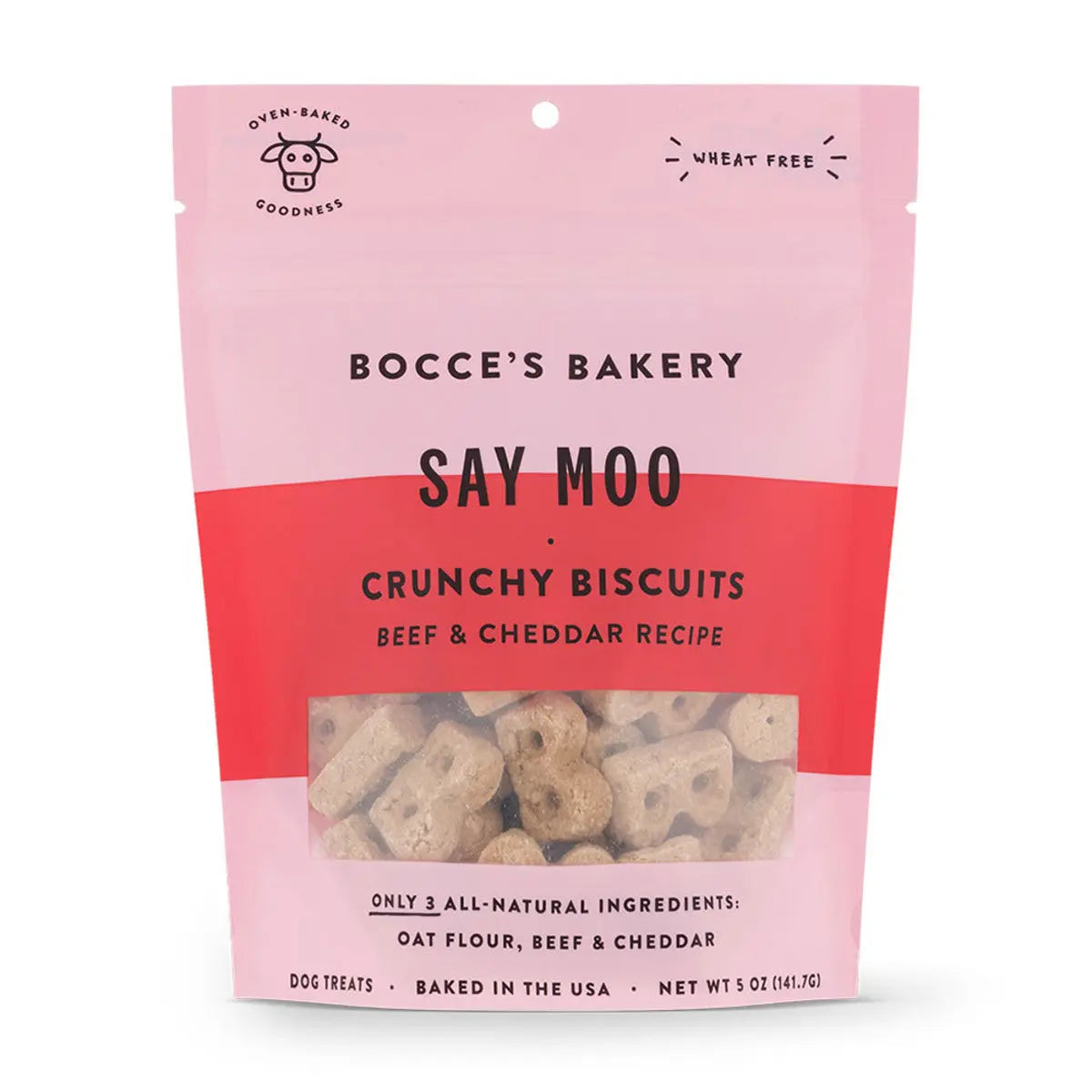 Bocce's Bakery Delicious Say MOOOO 5-ounce Biscuit Bags Dog Treats for Canine Companions