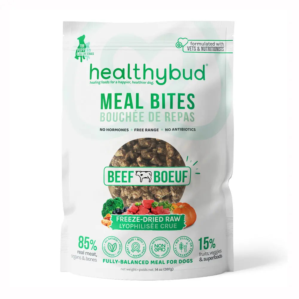 Healthybud Premium Freeze - Dried Beef Meal Bites Dog Food, 14 Ounce Pack