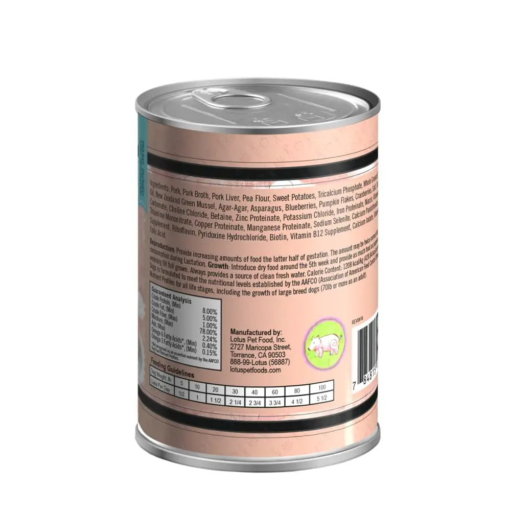Lotus Premium Grain - Free Canned Dog Food with Pork Loaf, Pack of 12 (12.5 oz Each)
