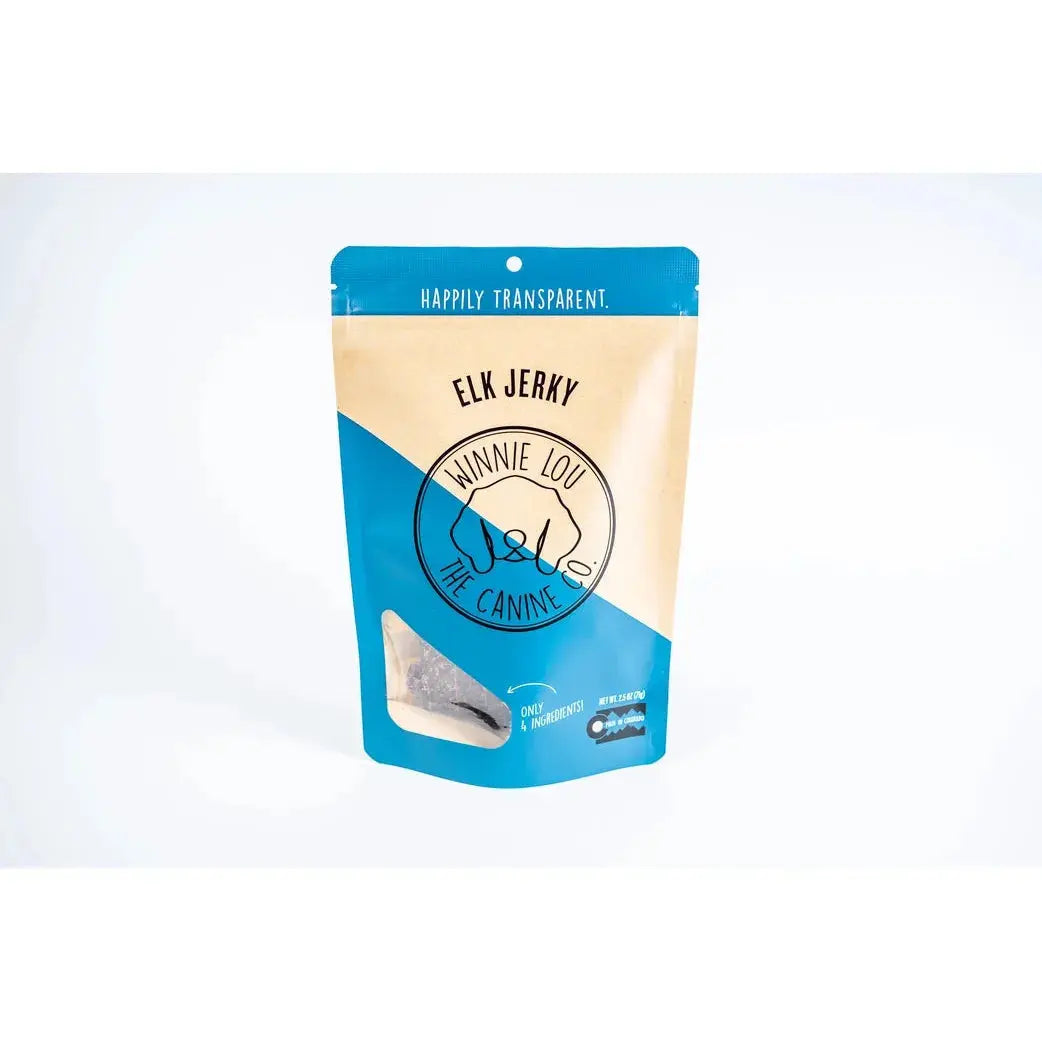 Winnie Lou Premium Grass - Fed Elk Jerky Dog Treats, 3.2 - ounce Package