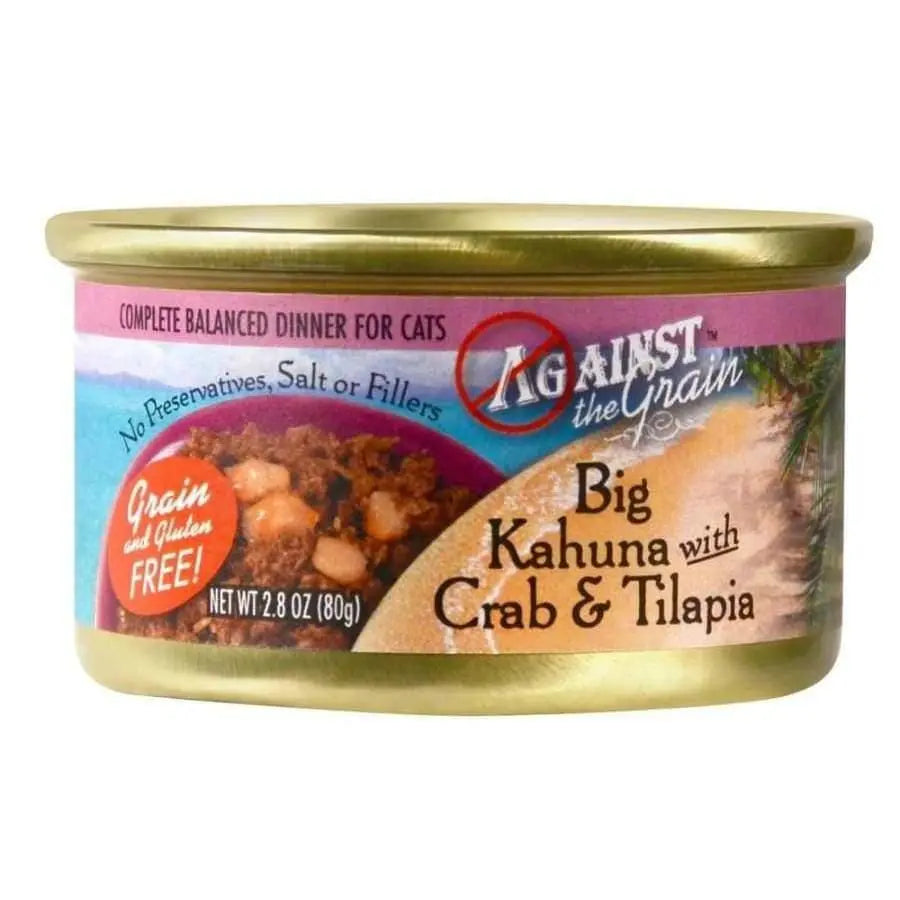 Against the Grain Gourmet Big Kahuna Wet Cat Food Dinner with Crab and Tilapia, 2.8 - ounce Cans, Case of 24