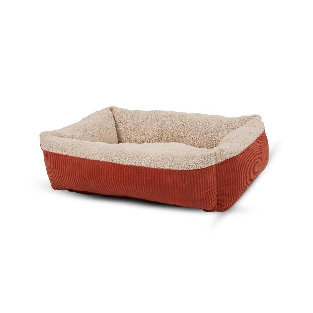 Aspen Pet® Large-Sized Self-Warming Rectangular Lounger in Barn Red and Cream Colors for Pets