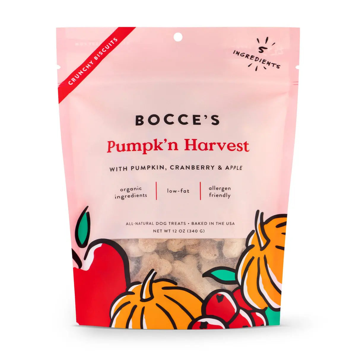 Bocce's Bakery Organic Small - Batch Dog Biscuit Treats with Peanut Butter & Apple