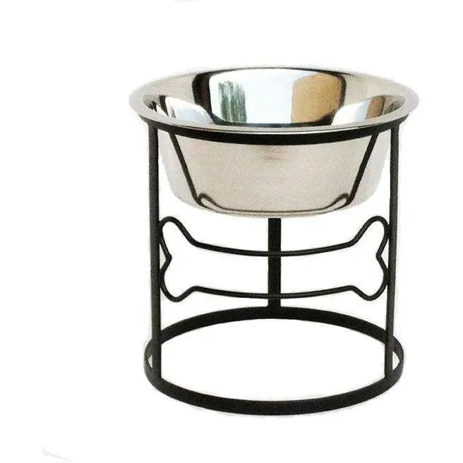 Stylish Elevated Bone - Shaped Dog Feeding Bowl with Wrought Iron Stand