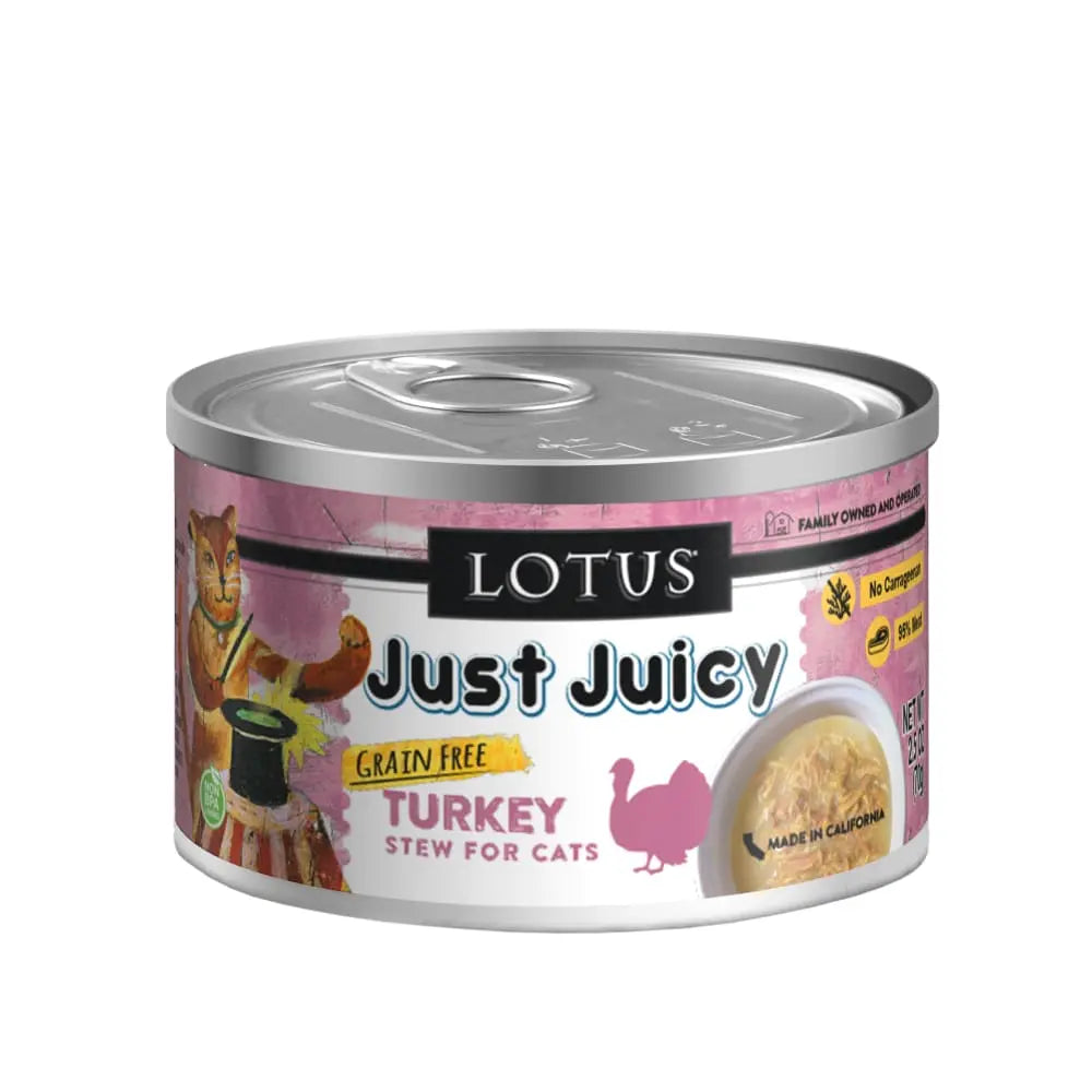 Lotus Premium Grain-Free Canned Cat Food: Just Juicy Turkey Stew for Felines of All Ages