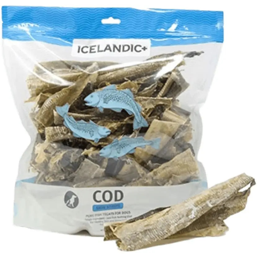 8oz Icelandic Cod Skin Pieces: Natural, Single - Ingredient Dog Treats