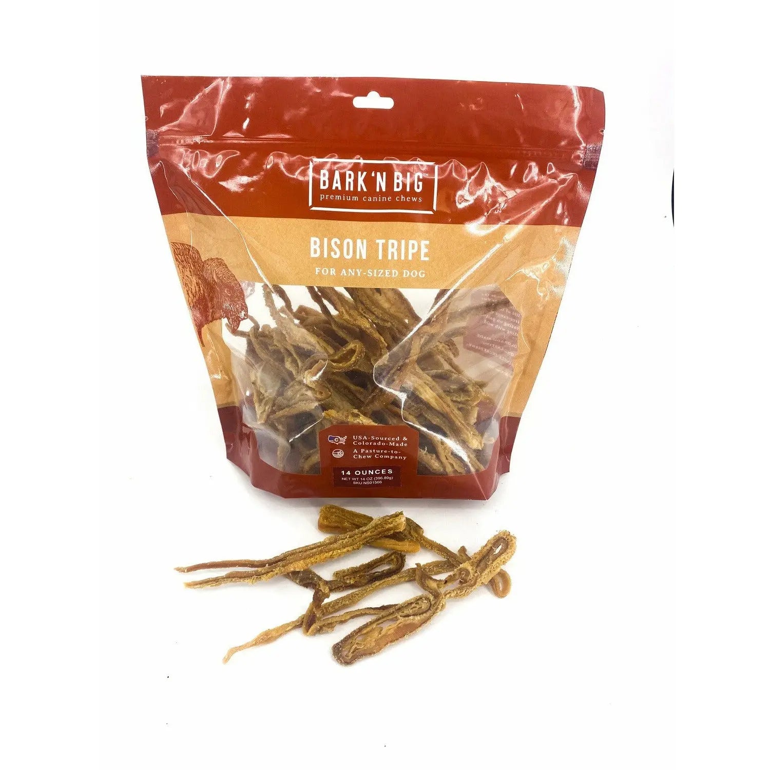 BarknBig High - Quality Natural Premium Bison Tripe Dog Treats, 14 - ounce Package