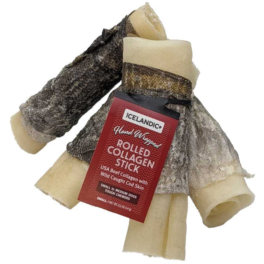 Icelandic Premium Beef Rolled Collagen Stick Wrapped with Fish - A Delightful Dog Chew Treat