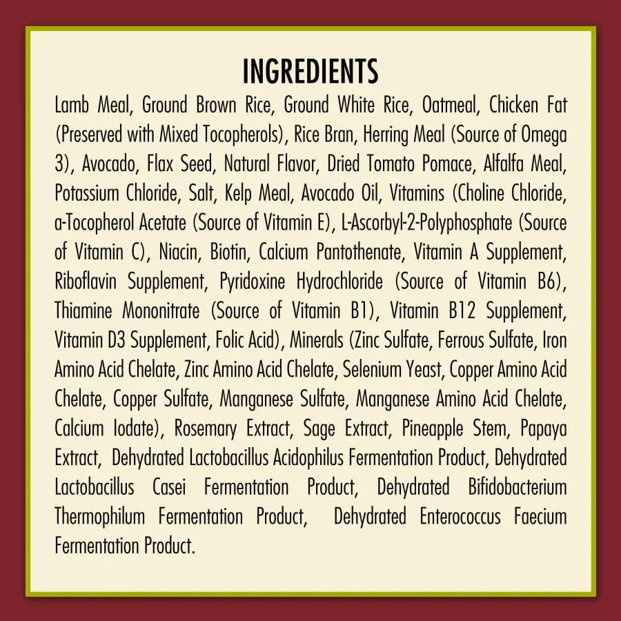AvoDerm Natural High - Quality Original Lamb Meal & Brown Rice Dry Dog Food