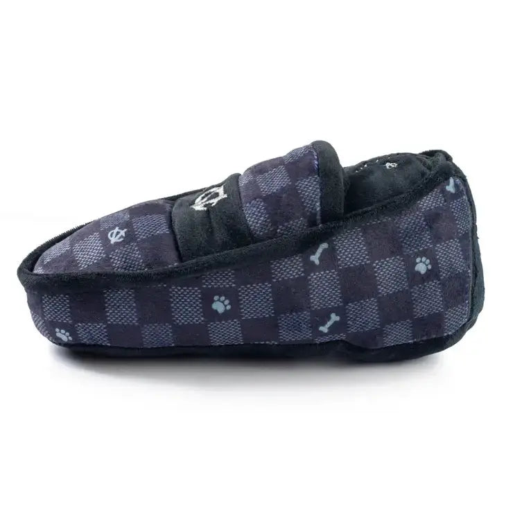 Haute Diggity Dog Luxury Black Checkered Squeaky Loafer Plush Dog Toy