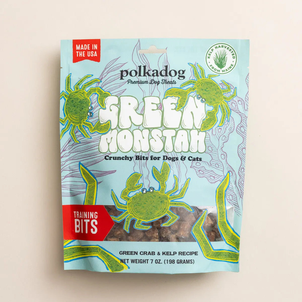 Polkadog Crunchy Green Monstah Training Bits - Ideal Treats for Dogs and Cats