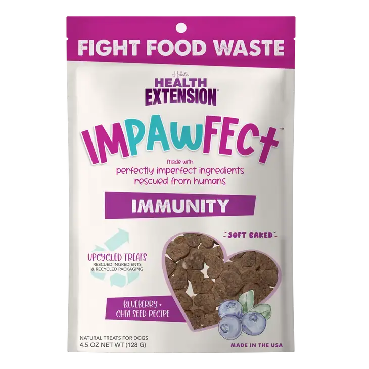 Health Extension Impawfect Soft and Chewy Dog Treats with Blueberries and Chia Seeds for Immunity Support