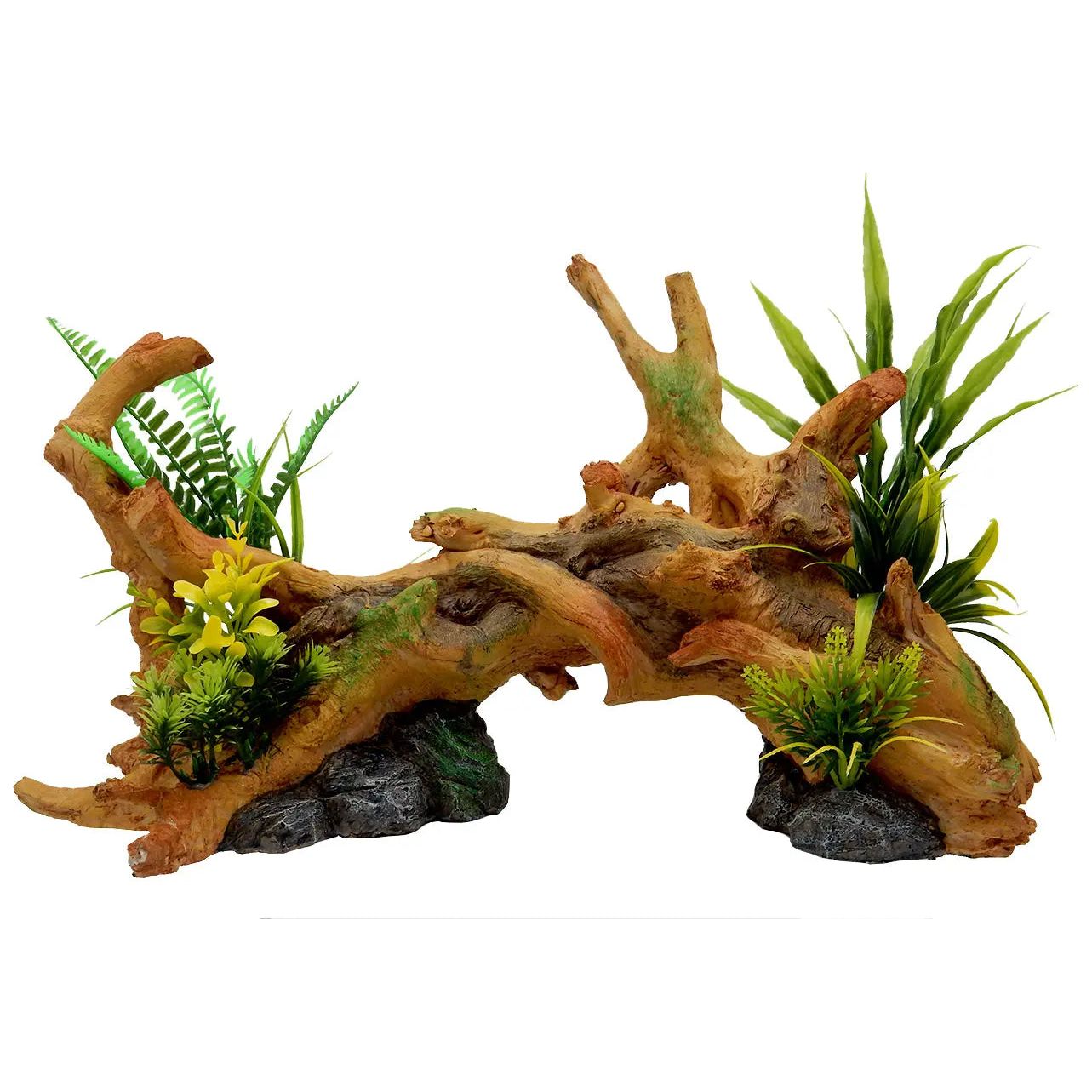 Blue Ribbon Exotic Extra-Large Driftwood with Plants for Aquarium and Terrarium Reptile Decorations