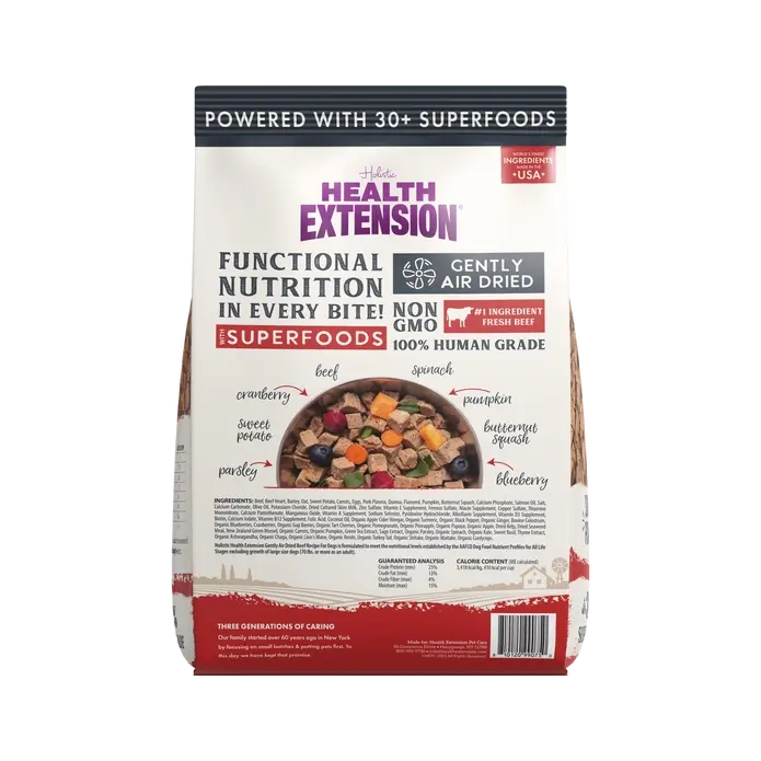 Healthy Extension Gently Air - Dried Premium Beef Recipe Dog Food, 2 - Pound Bag for Canine Nutrition