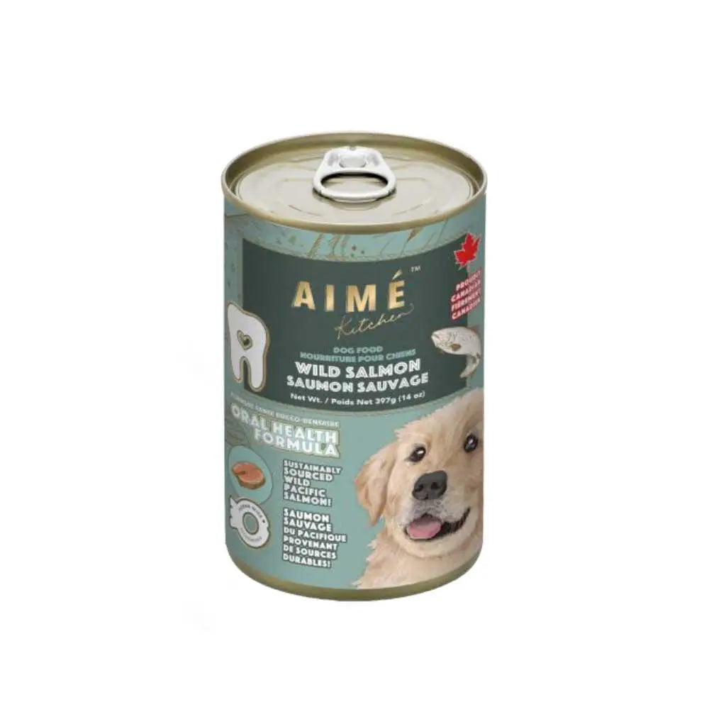 Aime Kitchen Oral-Healthy Wild Salmon Wet Dog Food, 12/14 oz Cans