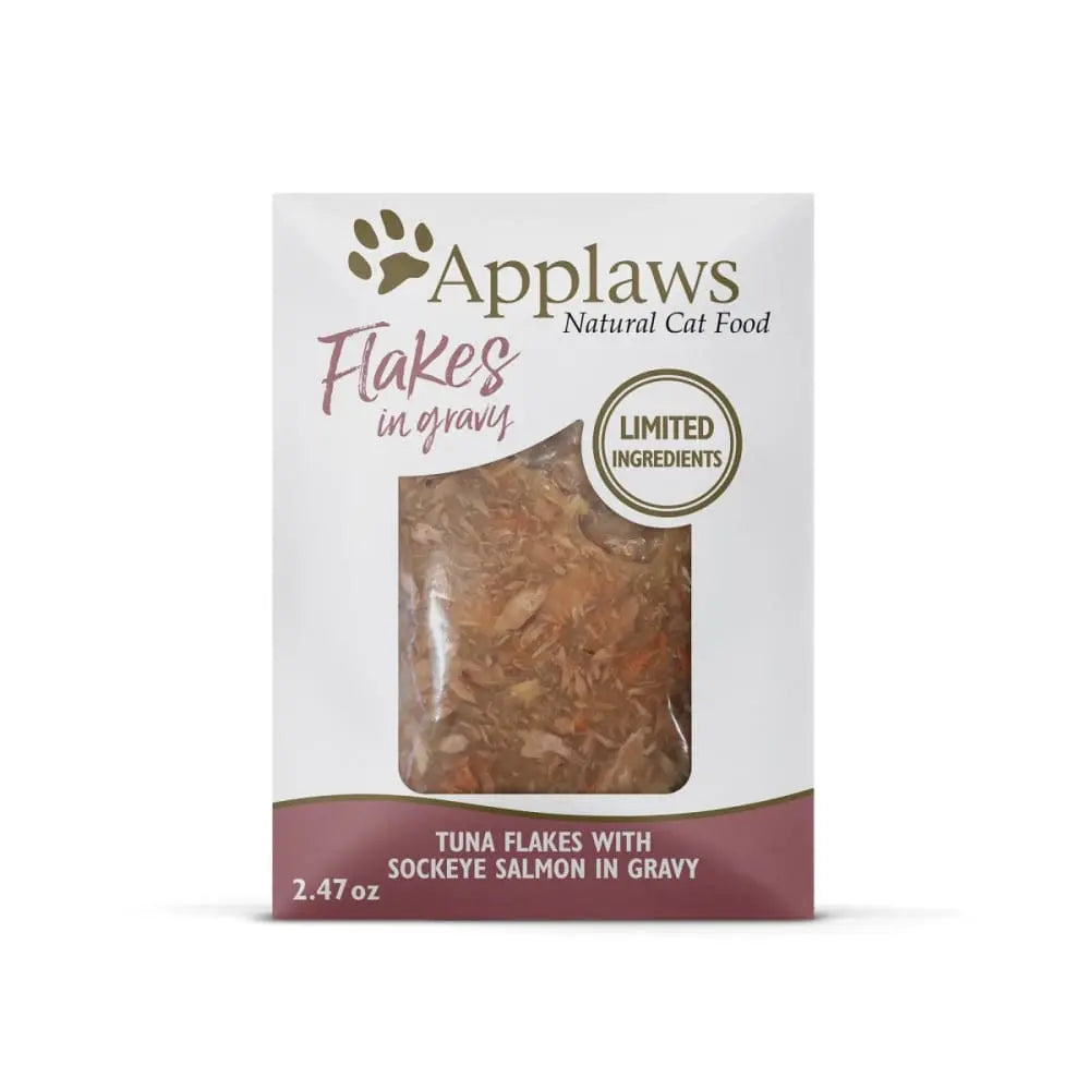 Applaws All - Natural Wet Cat Food Pouch (2.47oz) Pack of 12 - Tuna Flakes Blended with Sockeye Salmon in Gravy