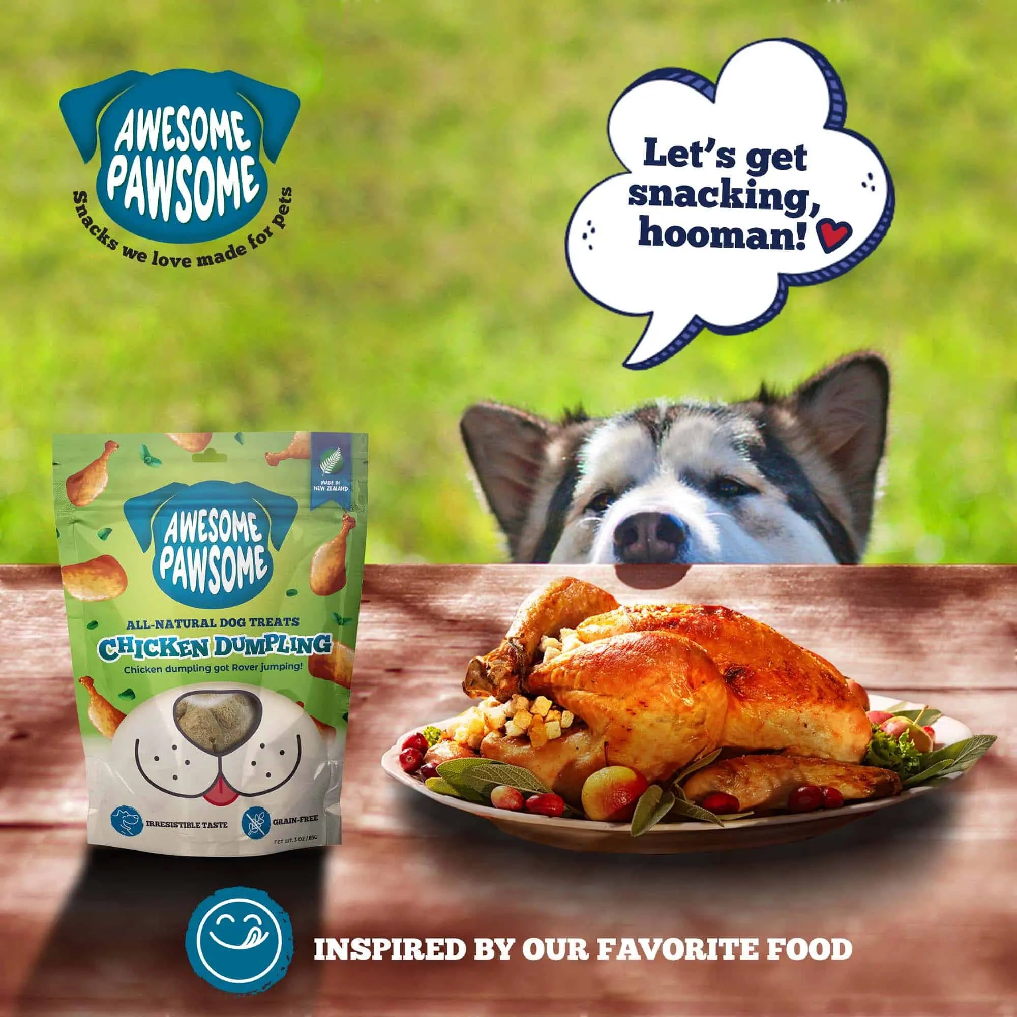 Delicious All - Natural 3oz Chicken Dumpling Dog Treats by Awesome Pawsome