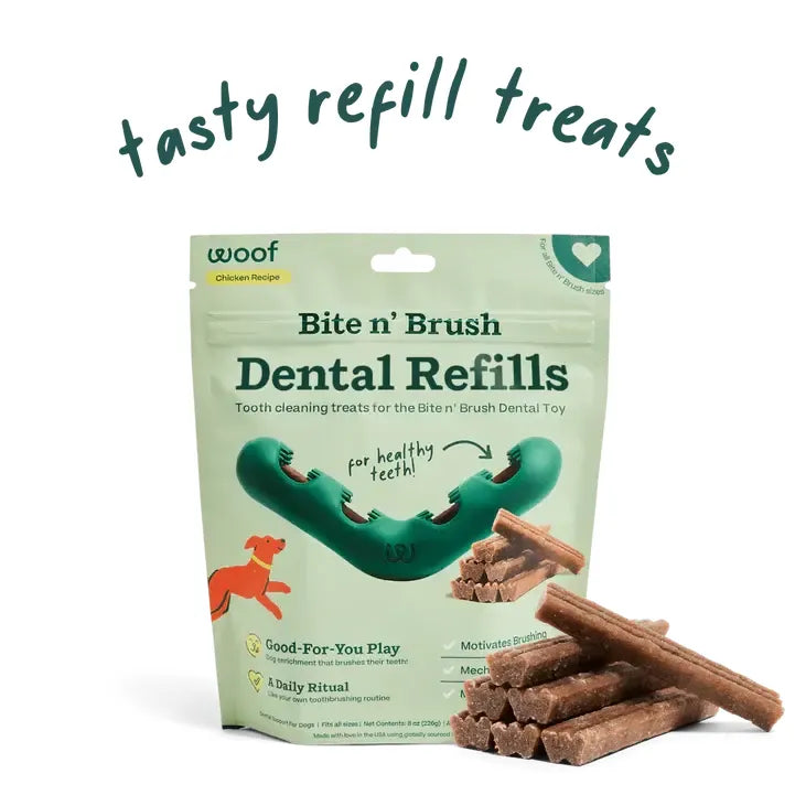 Woof Pet All - Natural Bite n' Brush Dental Treat Refills for Dogs