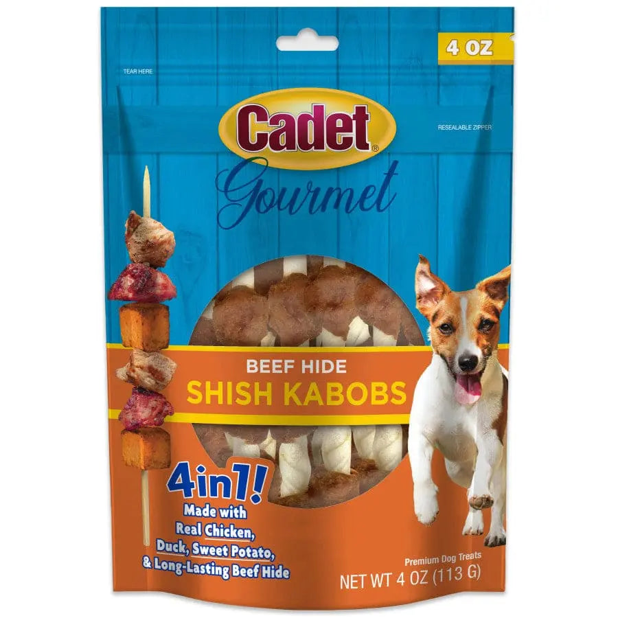 Cadet Gourmet Low - Fat Beef Hide Shish Kabob Dog Treats for Long - Lasting Chewing