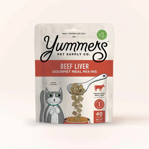 Yummers Gourmet Freeze - dried Single - source Beef Liver Meal Mix - in as a Tasty Food Topper for Cats, 2.5 oz.