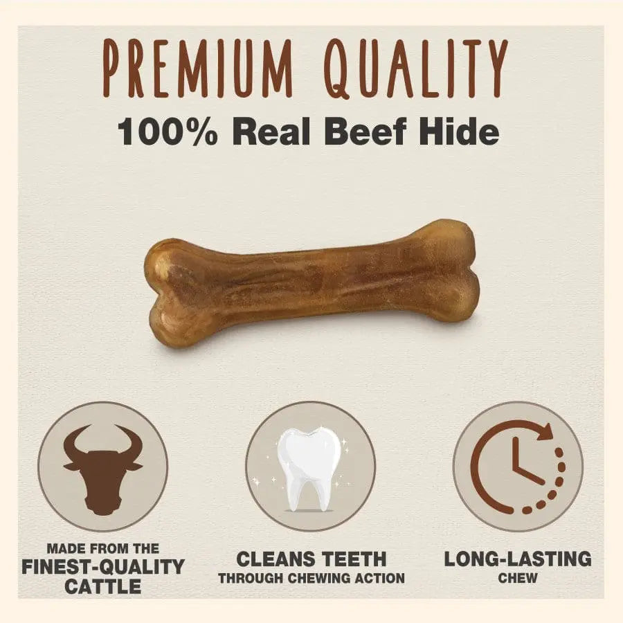 Cadet Premium Quality Pressed Beef Hide Bones - Ideal Dog Chews for Aggressive Chewers