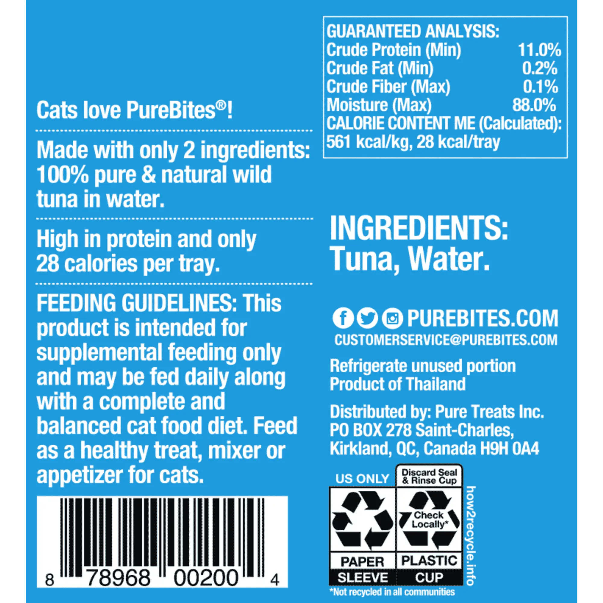 PureBites Wild Skipjack Tuna in Water Mixers Cat Food - Pack of 12 Trays, Each 1.76 oz