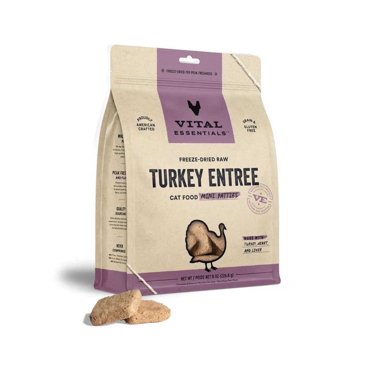 Vital Essentials® Freeze-Dried Raw Turkey Cat Food Mini Patties - High - Quality Nutrition