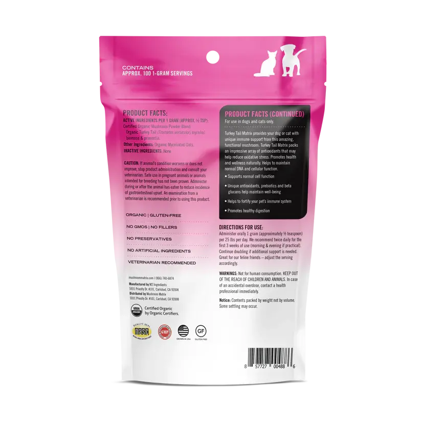 Canine Matrix Turkey Tail Mushroom-Based Holistic Defense Immune Support Dietary Supplement for Dogs