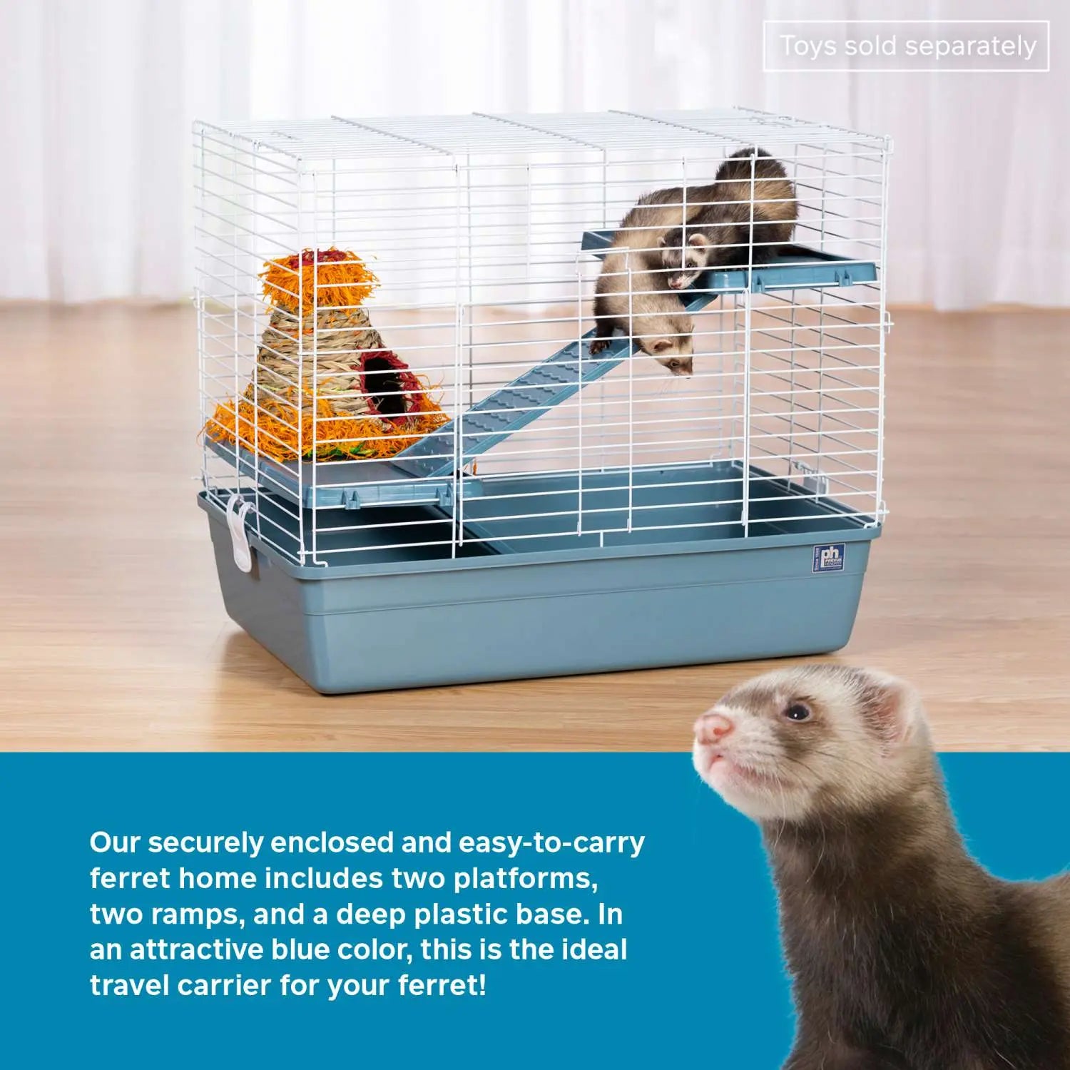Prevue Pet Products Blue Base Adult Ferret Cage for Home and Travel