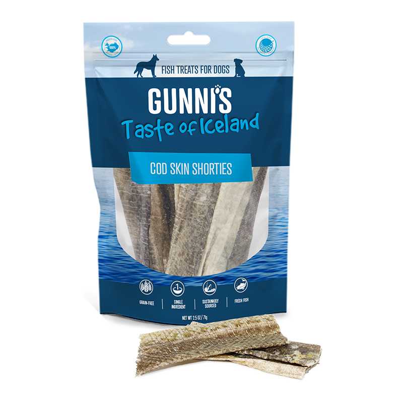 Gunni's All - Natural, Omega - Rich Icelandic Cod Skin Shorties Dog Treats, 2.5 Ounces