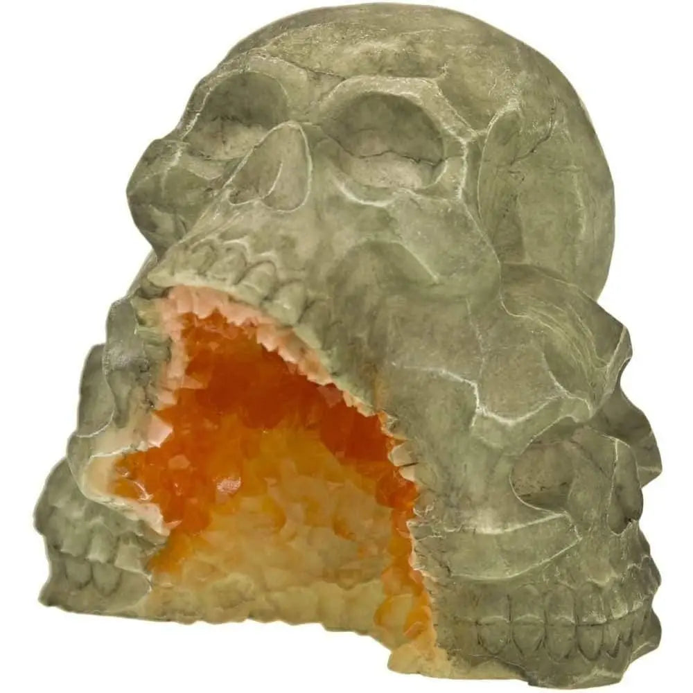 Exotic Blue Ribbon Skull Mountain Hand - painted Geode Stone for Tanks